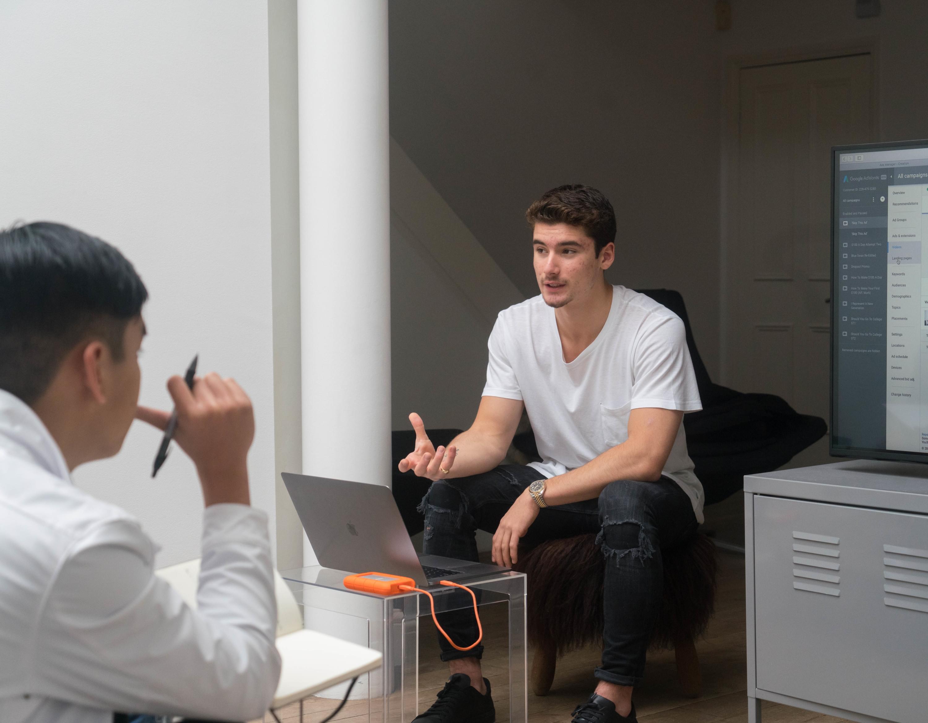 Iman Gadzhi in his apartment in London